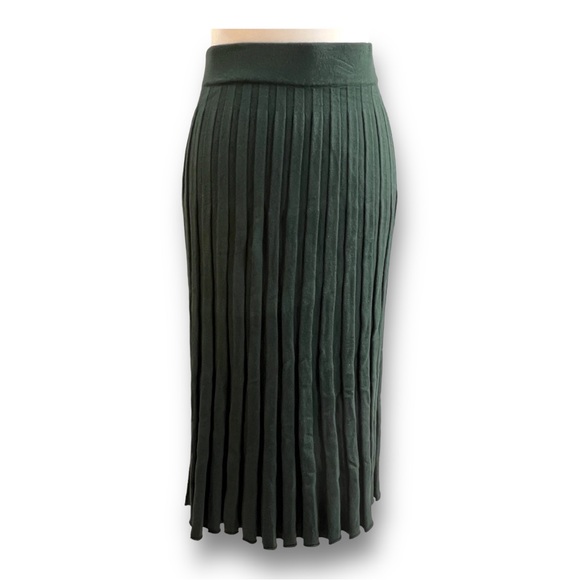 A NEW DAY Forest Green pleated knit Maxi Skirt SZ M - Picture 7 of 9